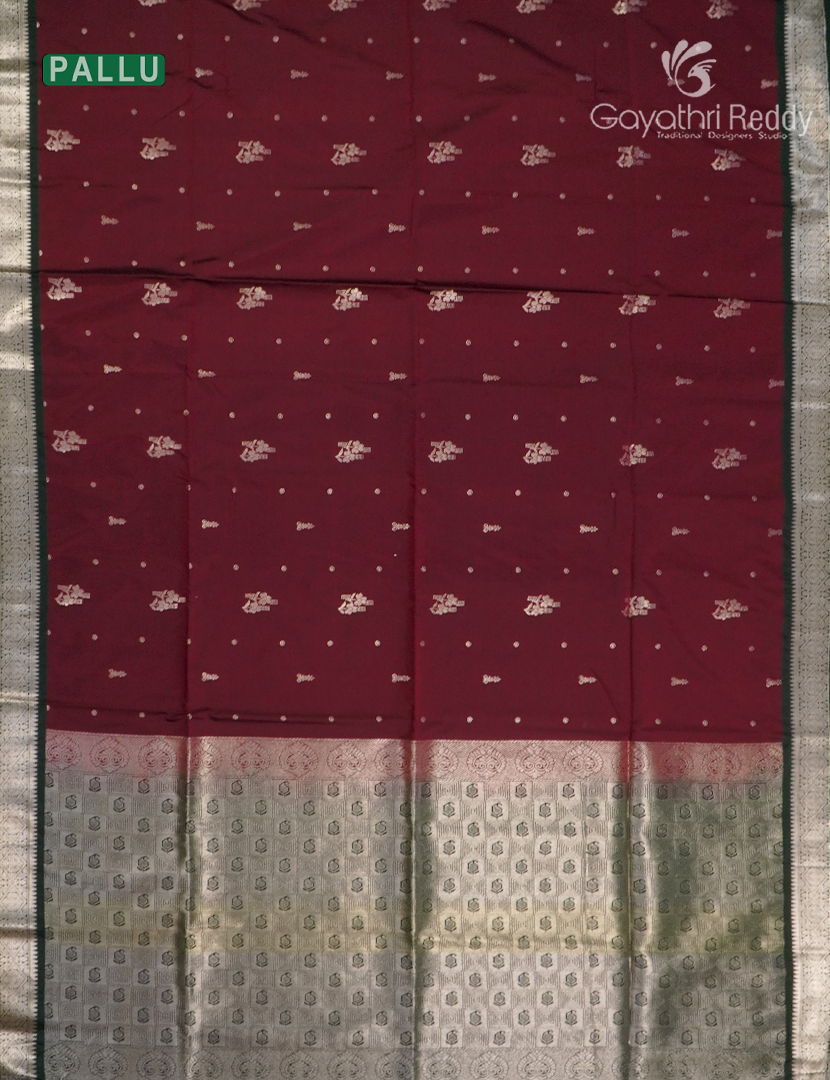 Soft Silk Saree in Burgundy and Deep green