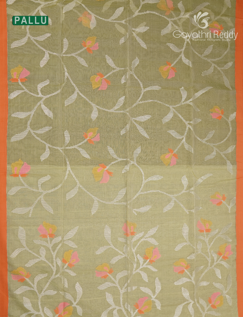 Pure Jamdani Kora Saree in Pastel Green