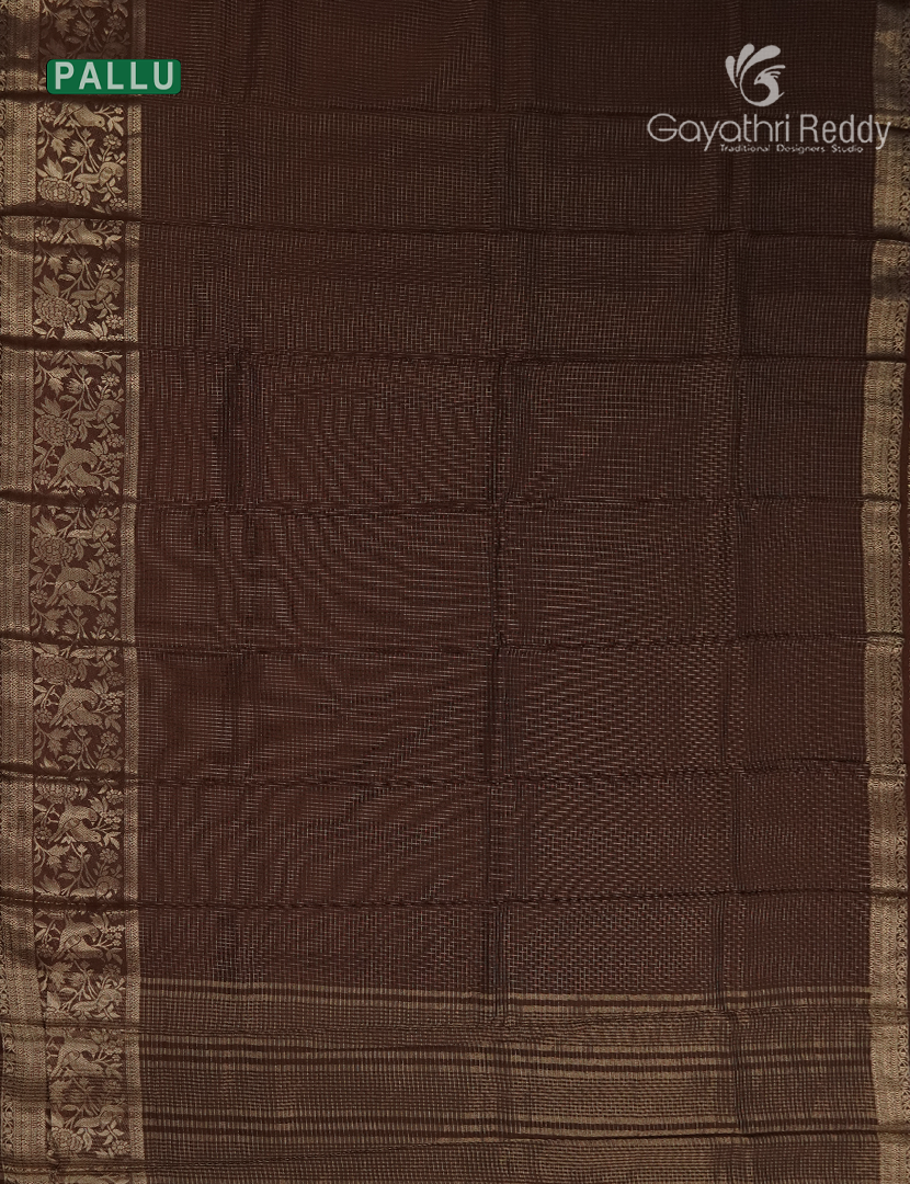 Semi Mysore Crepe Saree in Brown