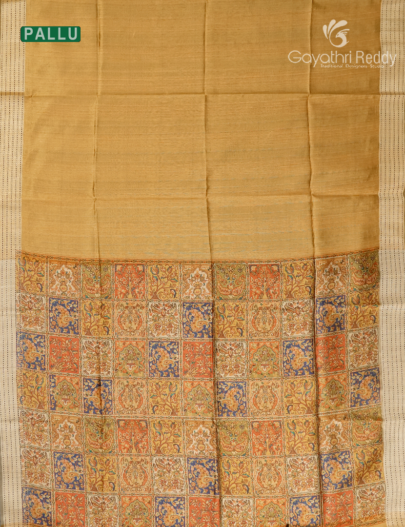 Semi Tussar Saree in Sandalwood
