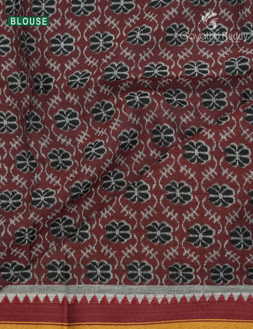 Vidharbha Cotton Saree in Black and Rust