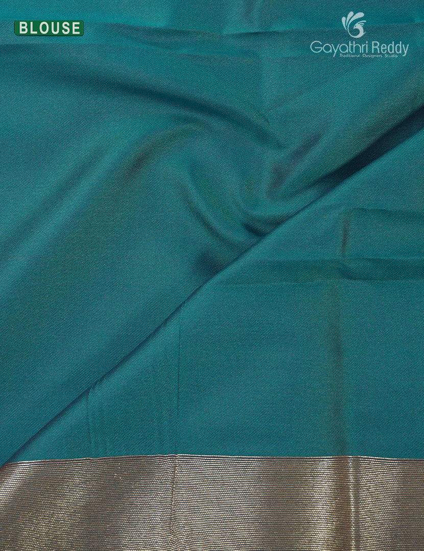 Semi Kanchipuran Silk Saree in Deep Pink and  Rama Blue