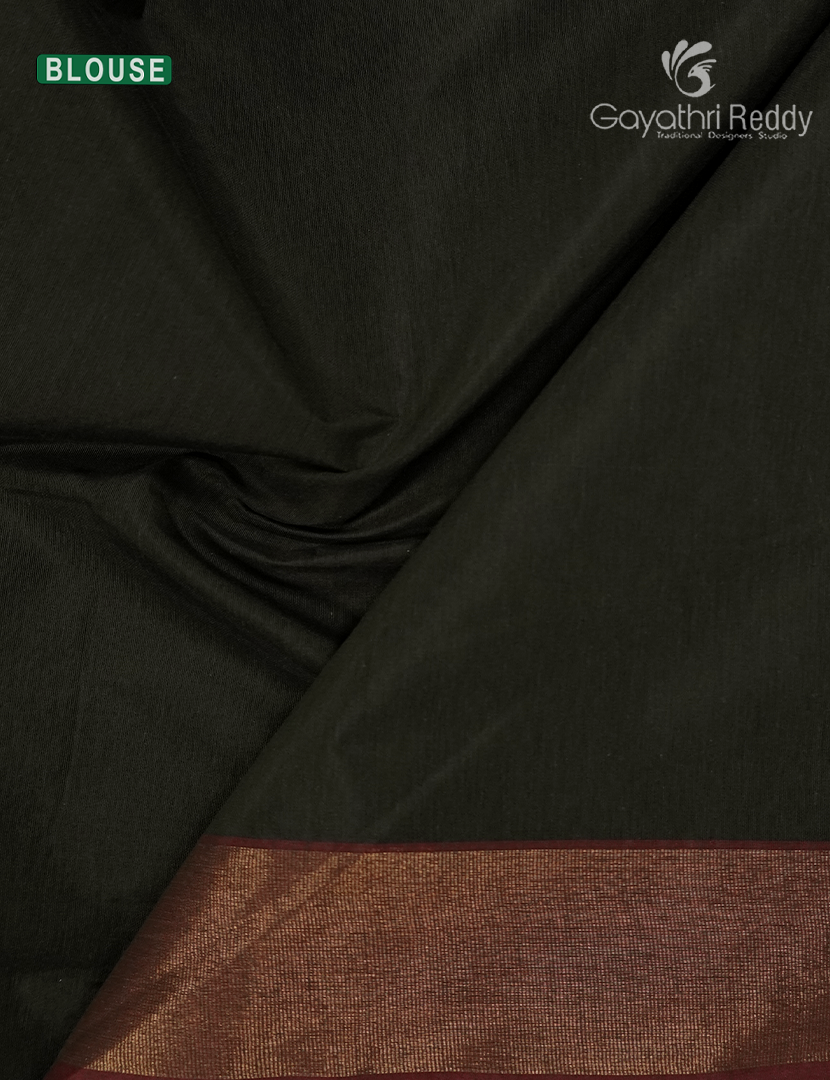 Semi Ikat Sico Saree in Olive Green