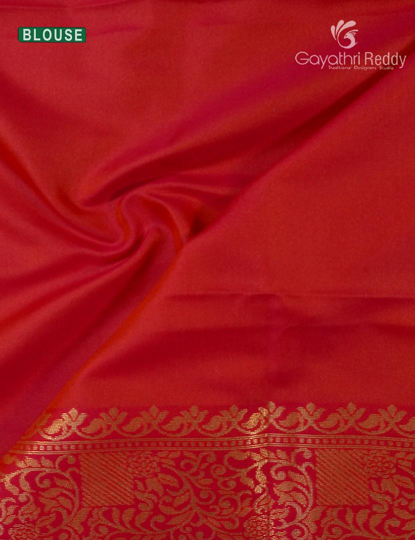 Semi Kanchipuram Art Silk Saree in Mustard and Deep Pink