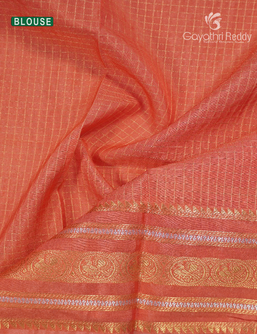 Semi Mysore Crepe Saree in Deep Elephant Grey and Peach