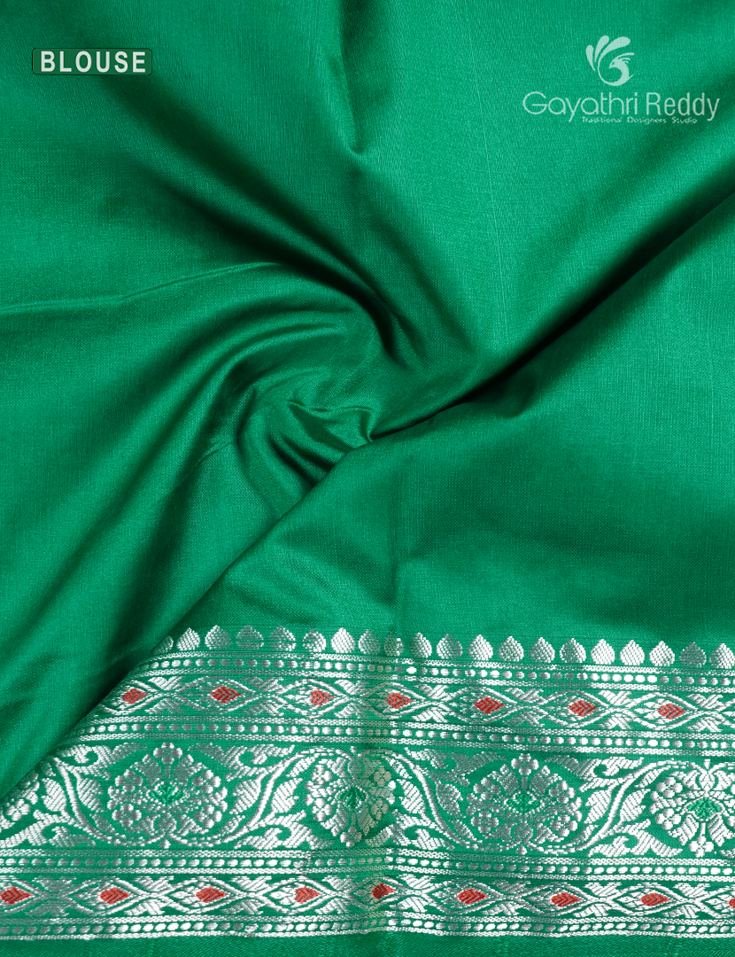 Semi Banaras Katan Silk Saree in Lavender and Green
