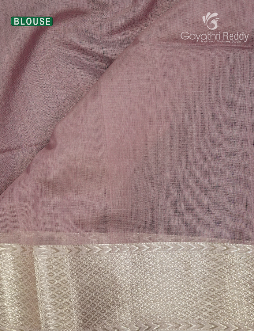 Pure Chanderi Sico Saree in Pastel onion Pink