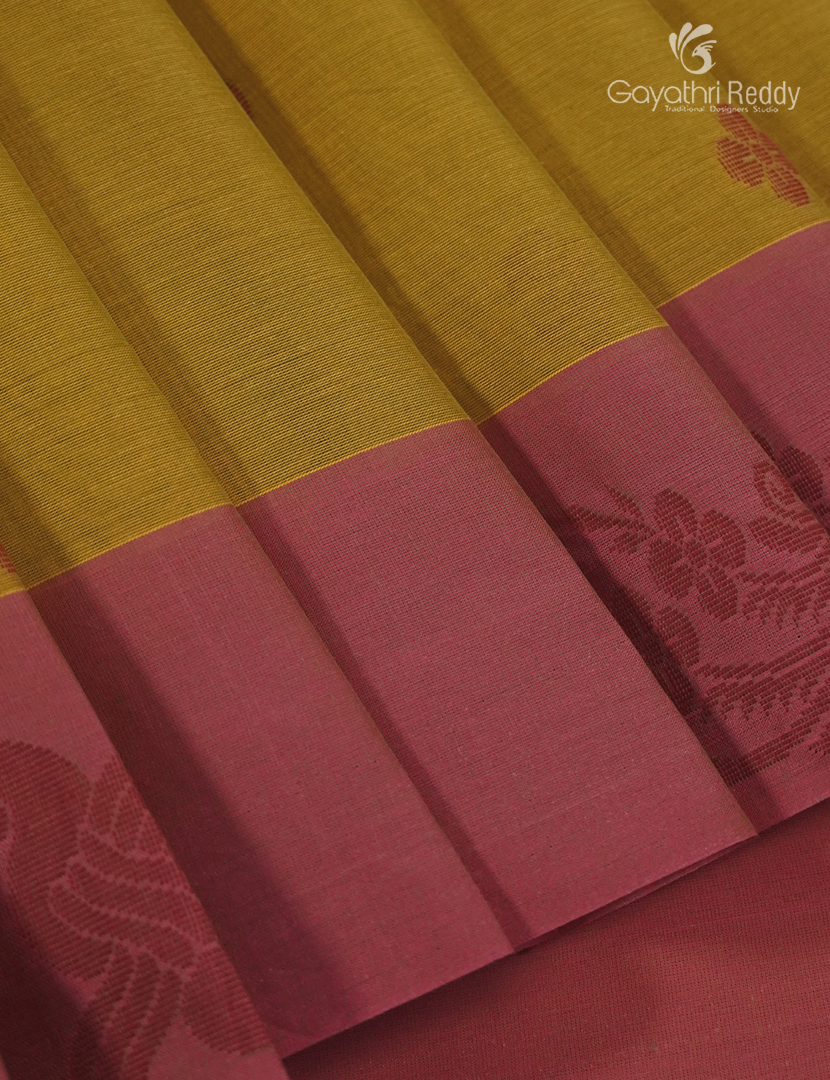 Pure Kanchi Cotton Saree in Mustard