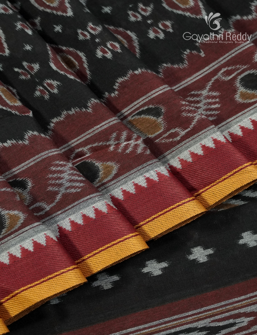Vidharbha Cotton Saree in Black and Rust