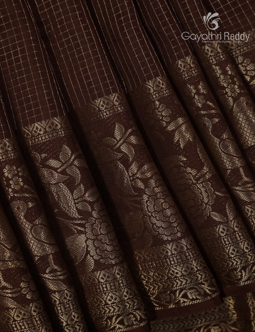Semi Mysore Crepe Saree in Brown