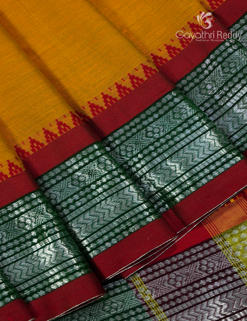 Pure Narayanpet Cotton Saree in Turmeric