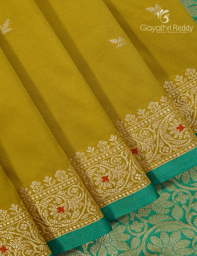 Semi Katan Silk Saree in Dry mehendi