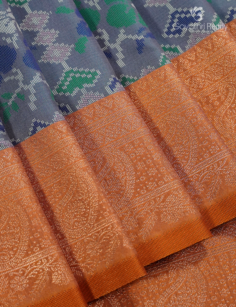 Semi Kanchipuram Art Silk Saree in Grey