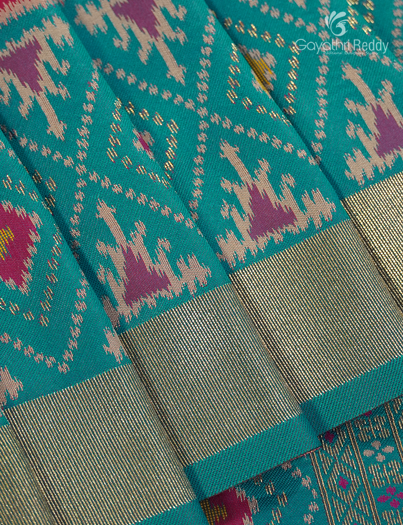 Semi Kanchipuran Silk Saree in Deep Pink and  Rama Blue