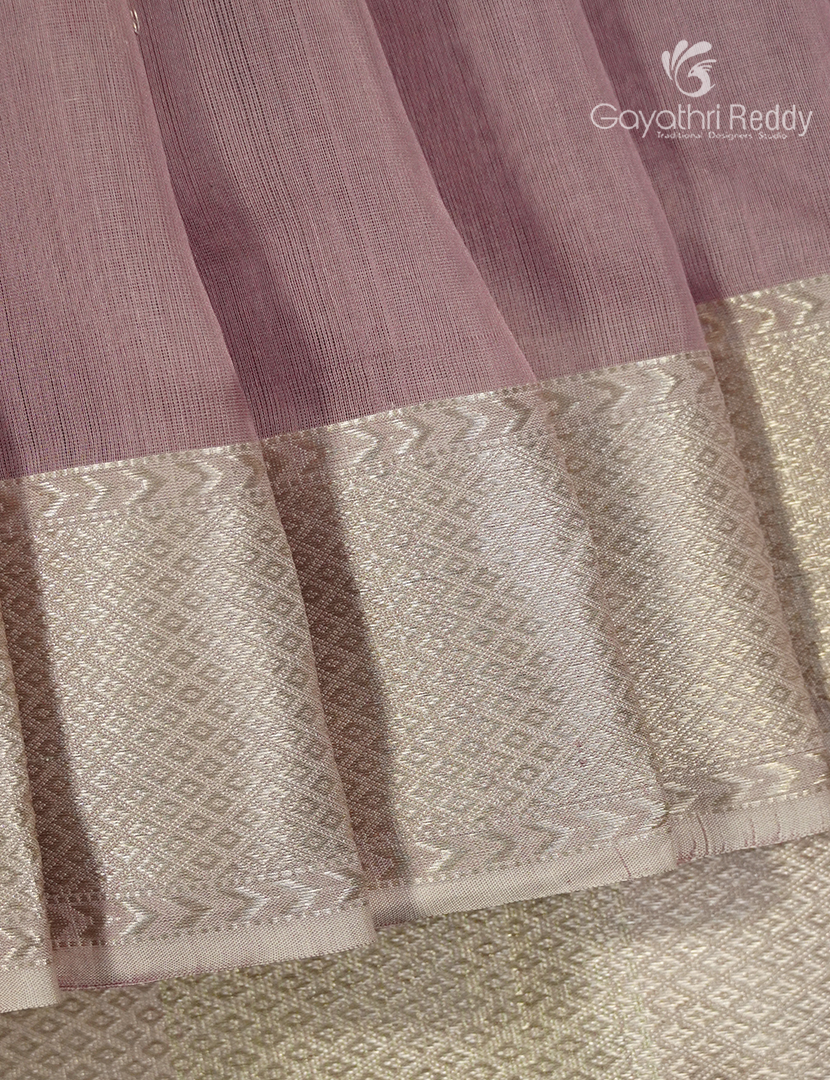 Pure Chanderi Sico Saree in Pastel onion Pink