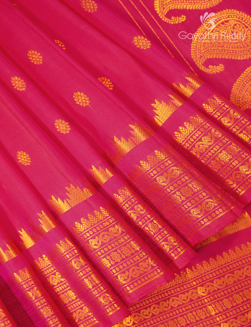 Pure Gadwal Silk Saree in Fuchsia Pink
