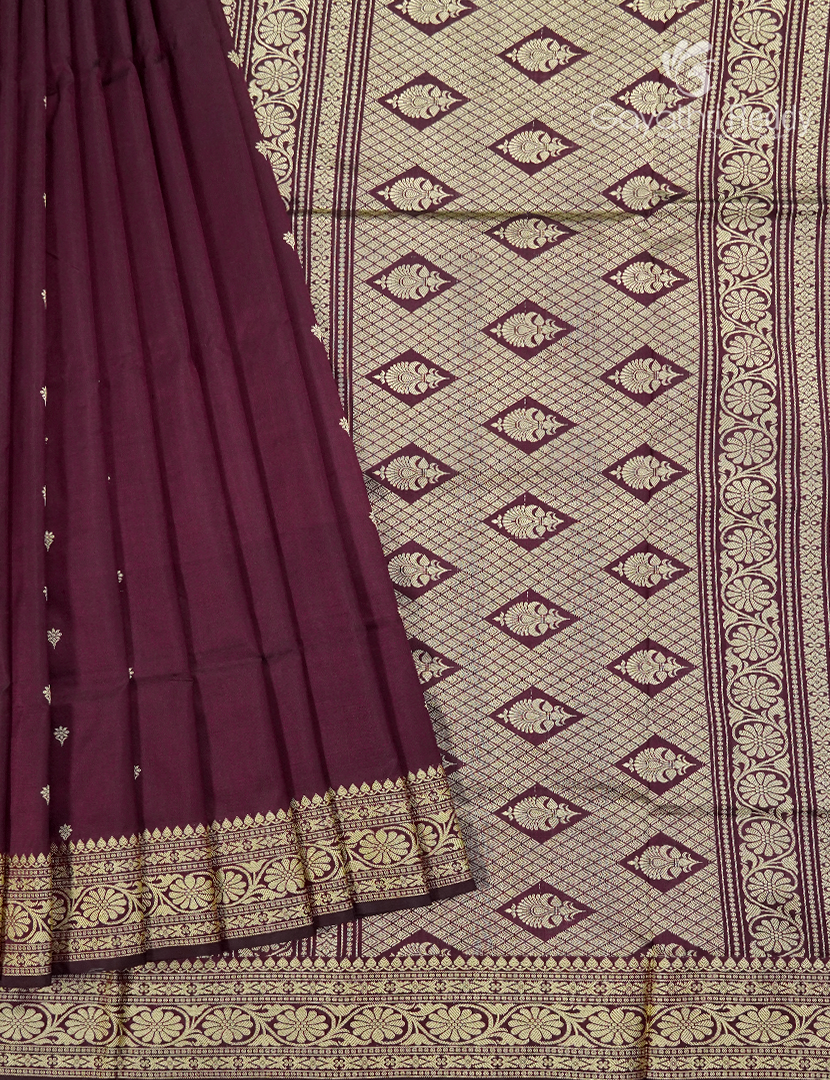 Pure Banaras Katan Silk Saree in Deep Brown