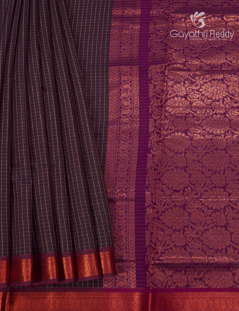 Kanchipuram Sico Saree in Deep Violet and Magenta