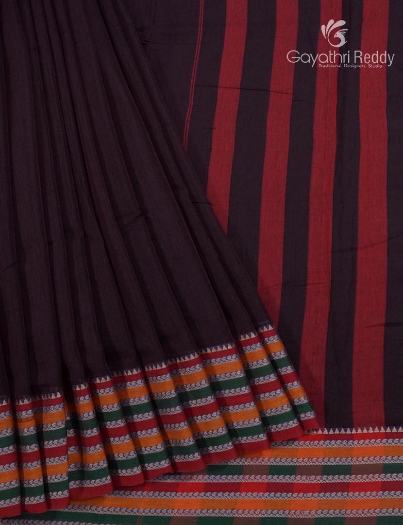 Pure Narayanpet Cotton Saree in Deep Plum