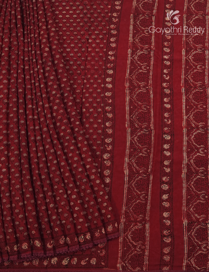 Pure Modal Silk Fancy Saree in Rust Red