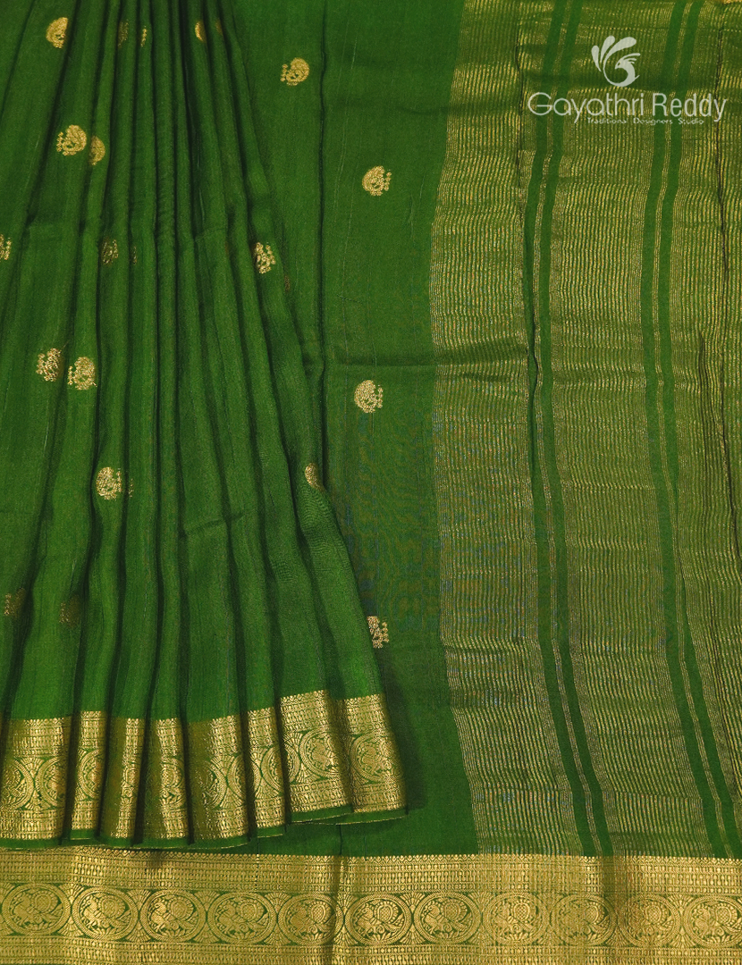 Semi Mysore Crepe Saree in Green