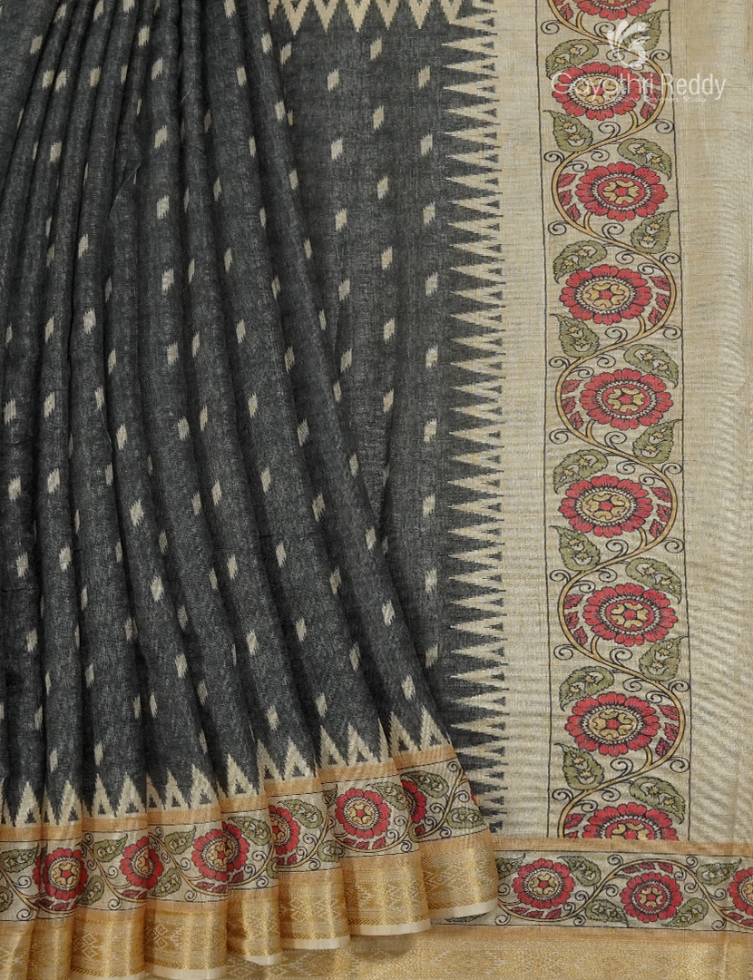 Pure Linen Saree in Ash Grey