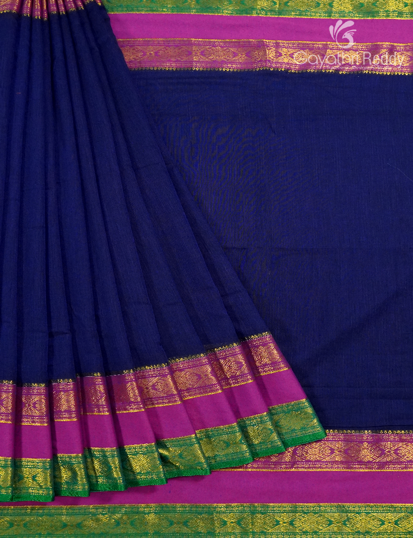 Jamdani Cotton Saree in Deep Blue