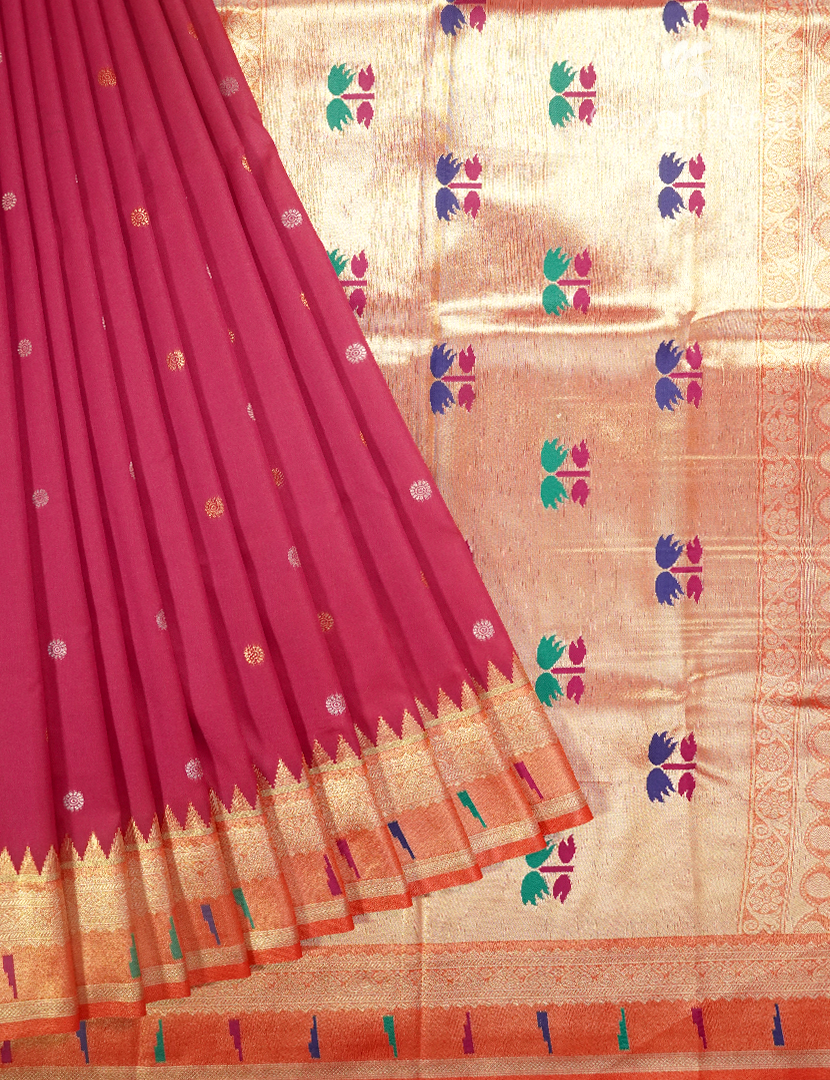 Semi Kanchipuram Art Silk Saree in Ruby Pink