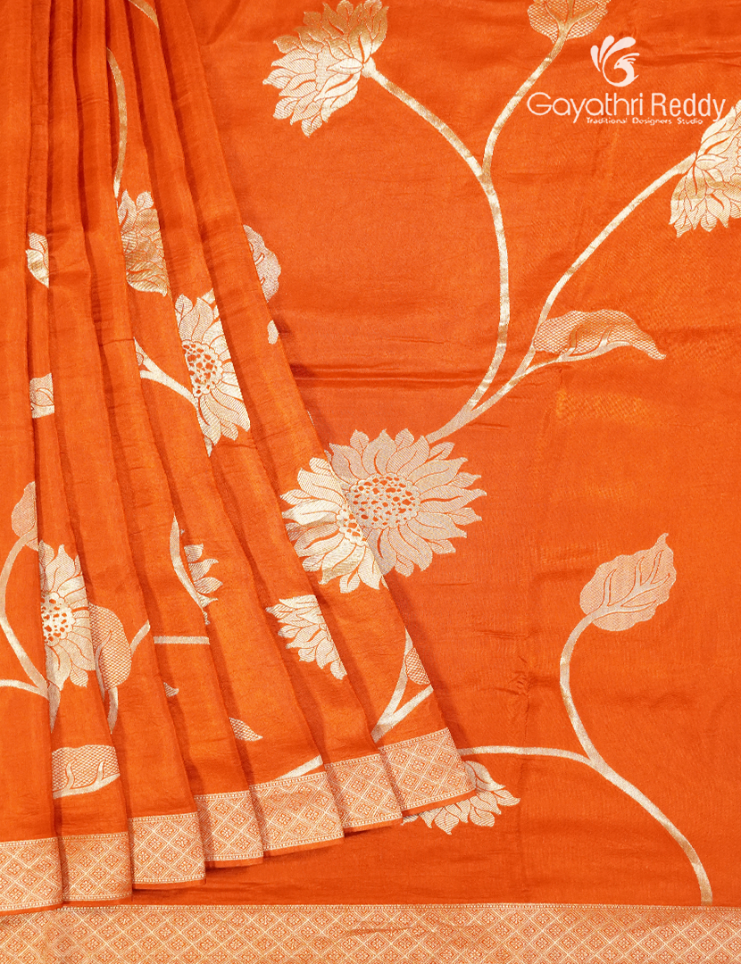 Semi Dola Fancy Saree in Apricot Orange
