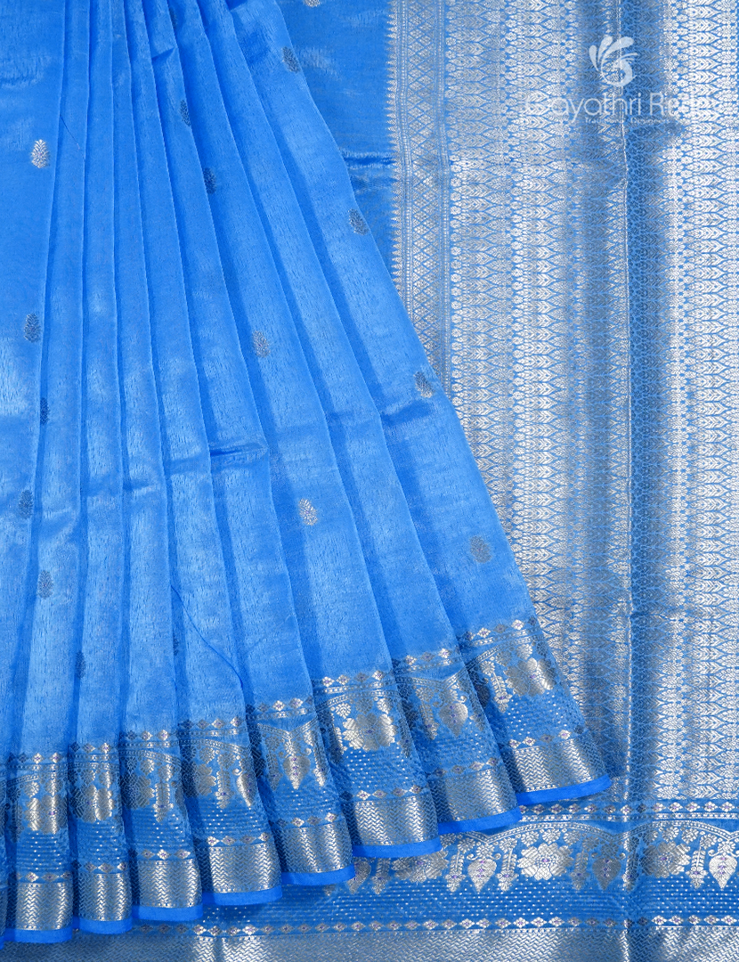 Banaras Mango Silk Saree in Firozi Blue