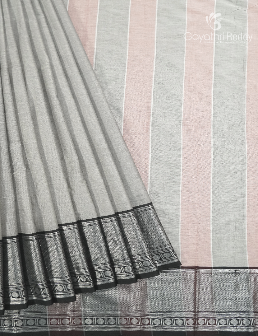 Pure Narayanpet Cotton Saree in Silver Grey