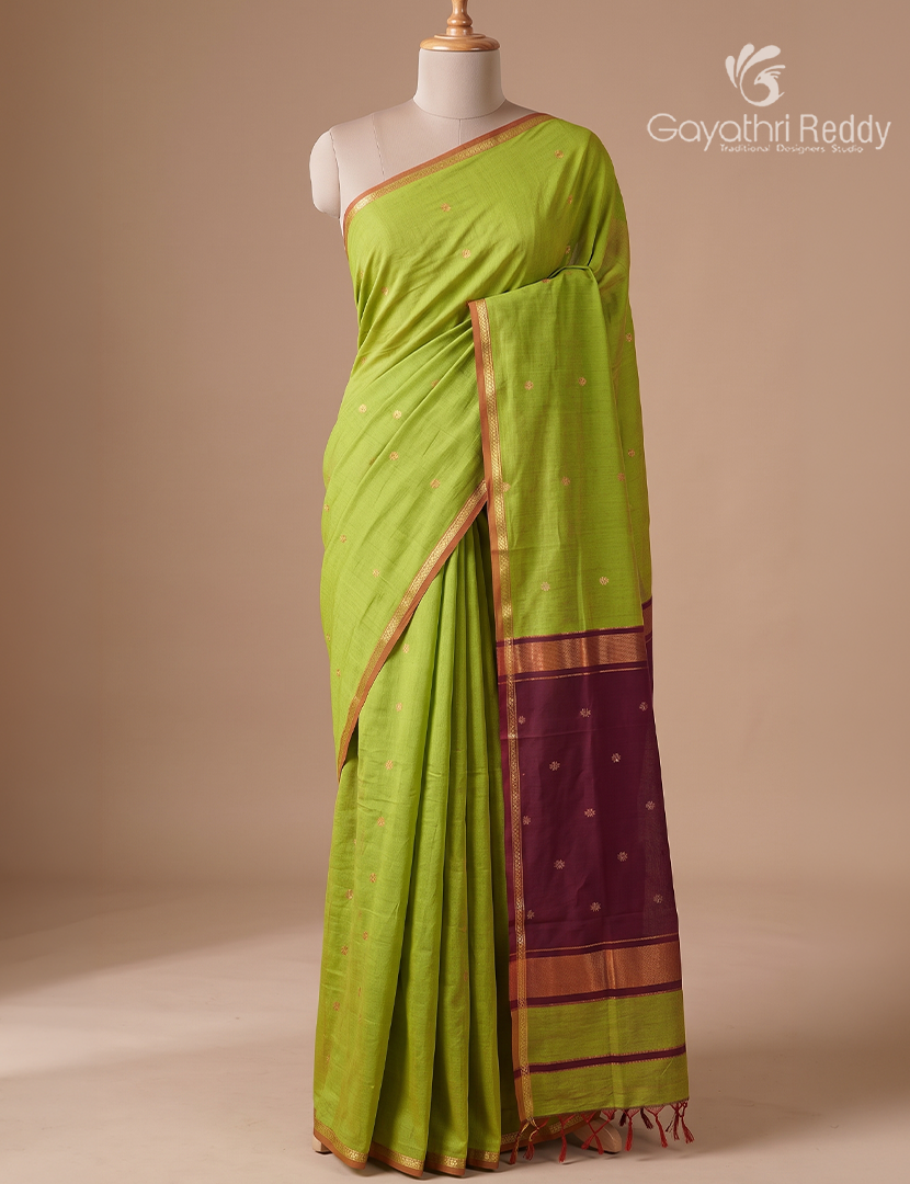 Sico Saree in Parrot Green and Maroon