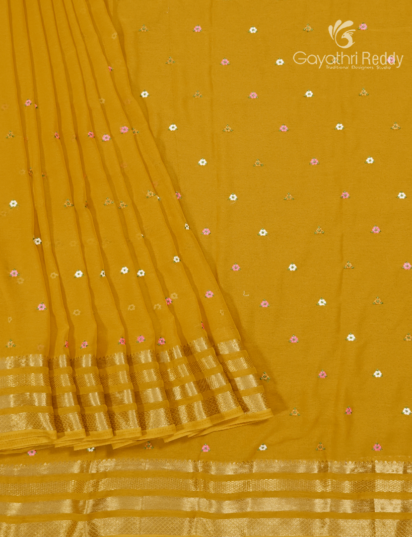 Chiffon Saree in Mustard