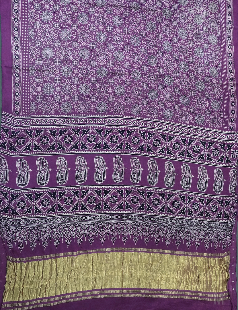 MODAL AJRAKH PRINT SAREE-PMS89