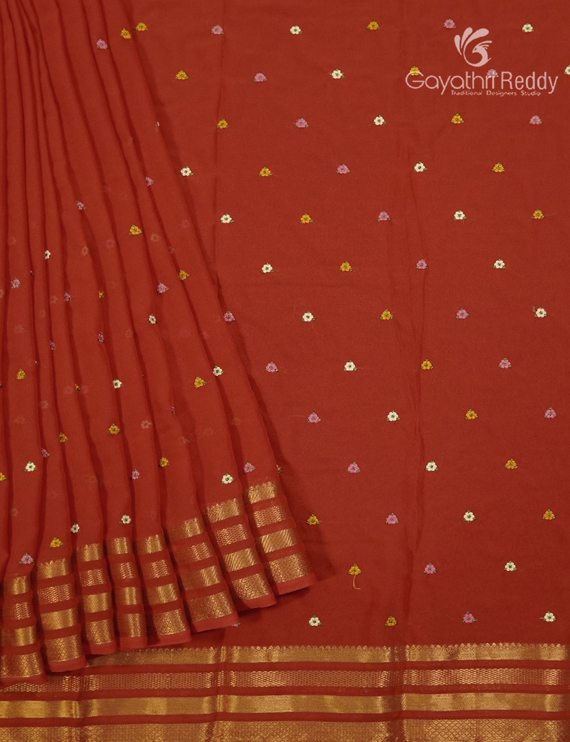 Chiffon Fancy Saree in Orange