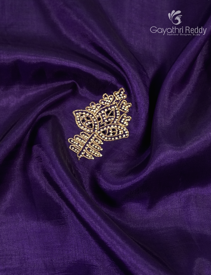 Semi Dupion Silk Saree  in Deep Purple