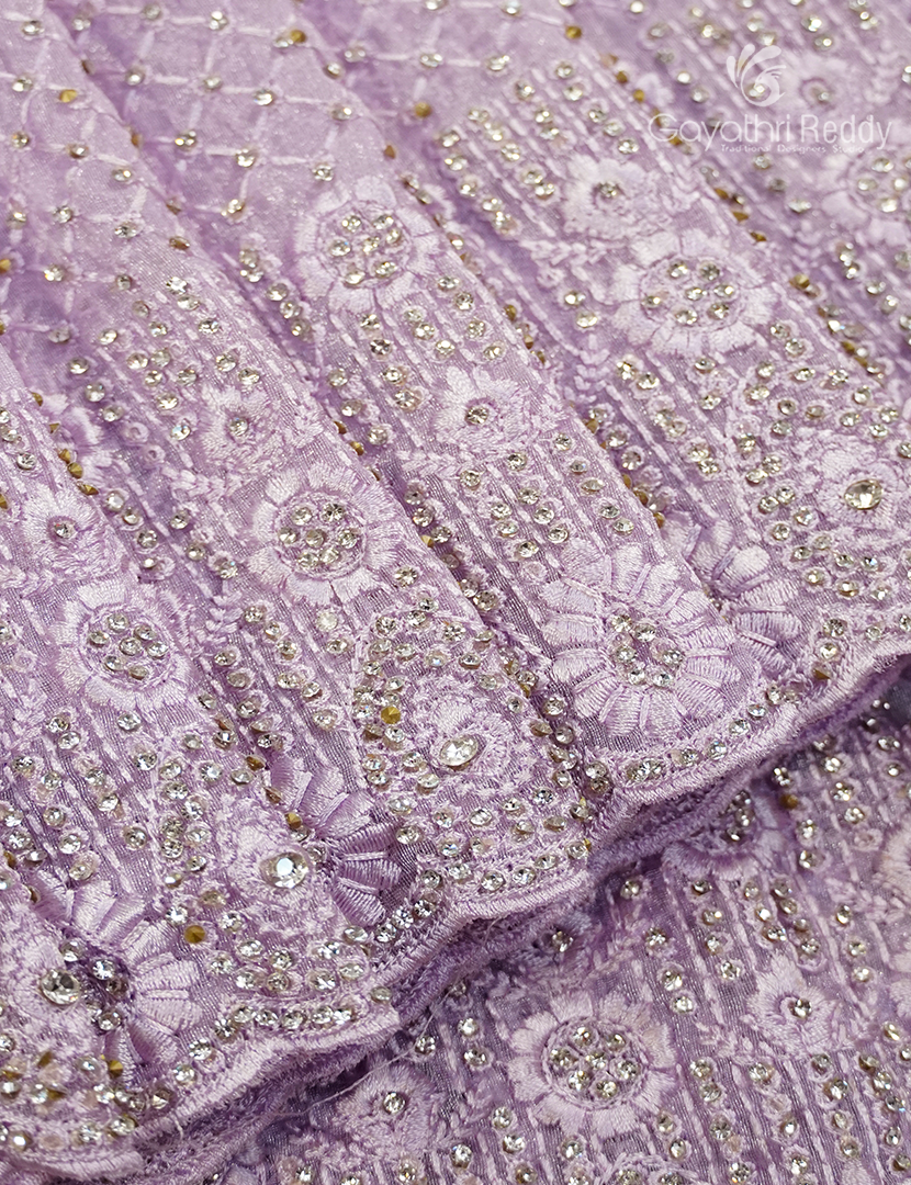Glass Organza Saree in Pastel Lilac Pink