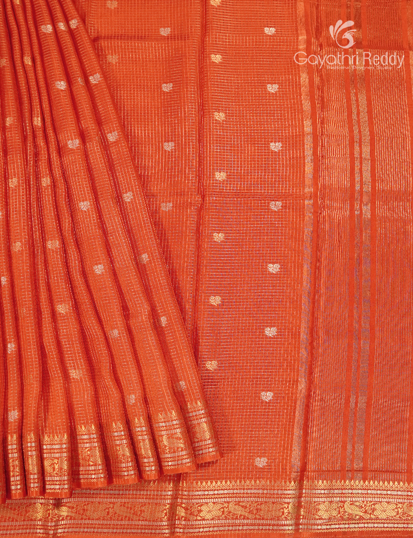 Semi Mysore Crepe Saree in Orange