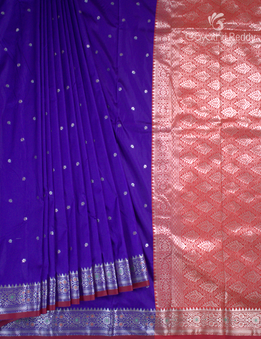 Semi Banaras Katan Silk Saree in Violet