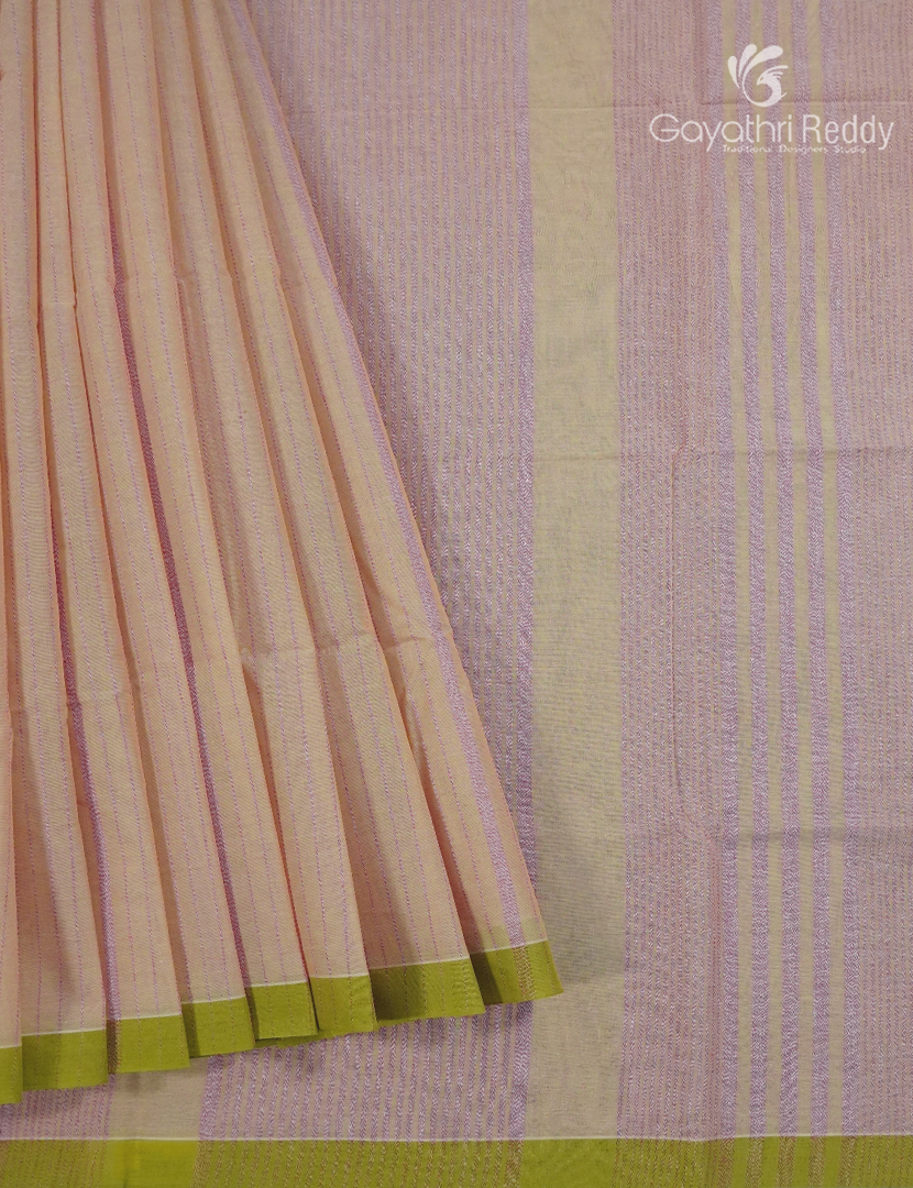 Pure Handloom Cotton Saree in Light Baby Pink
