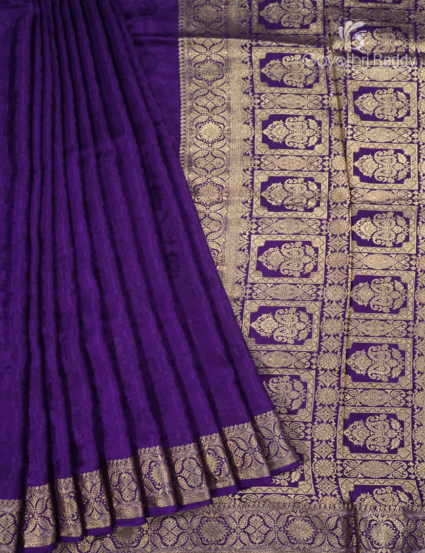 Semi Mysore Crepe Saree in Deep Purple