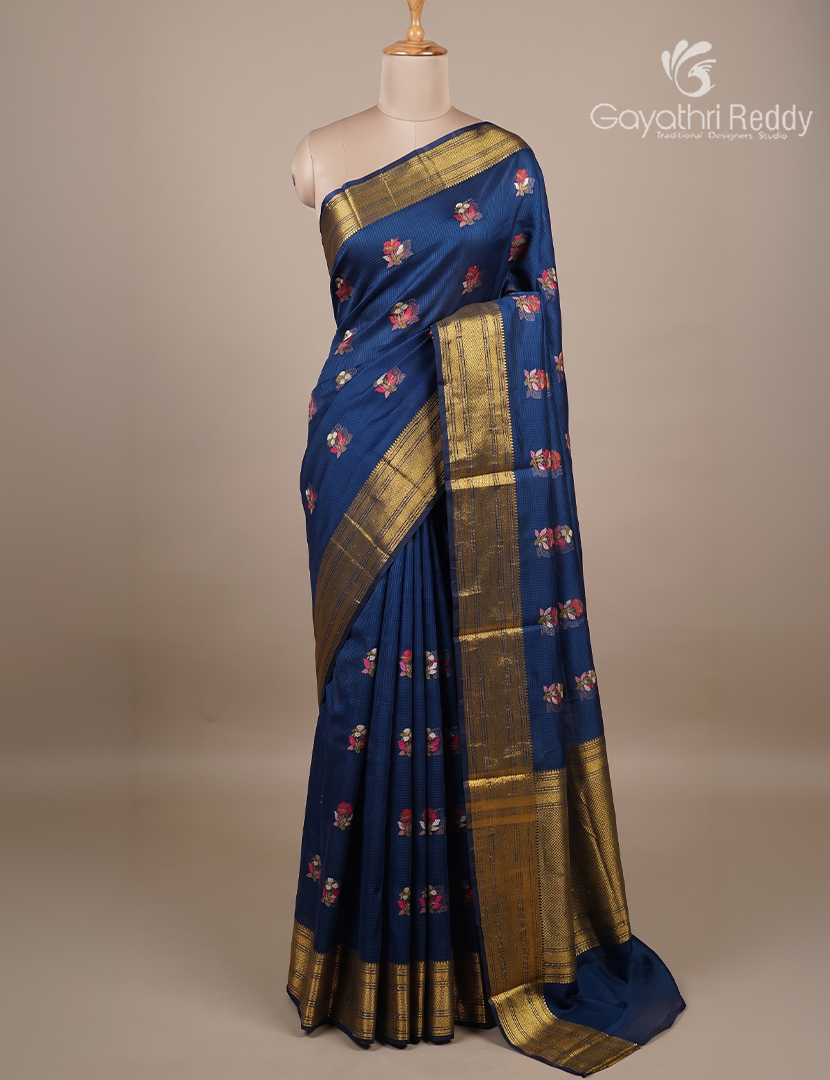 Pure Silk Kota Saree in Deep Blue