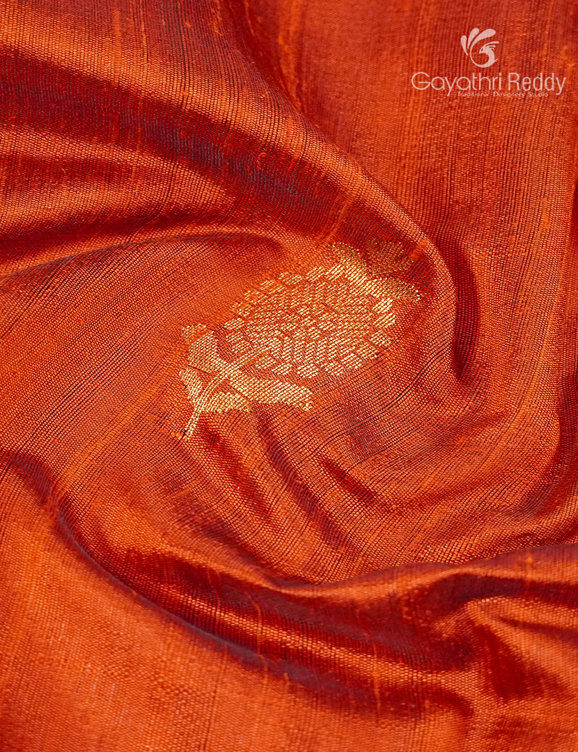 Pure Khadi Pattu Saree in Orange and Deep Elephant Grey