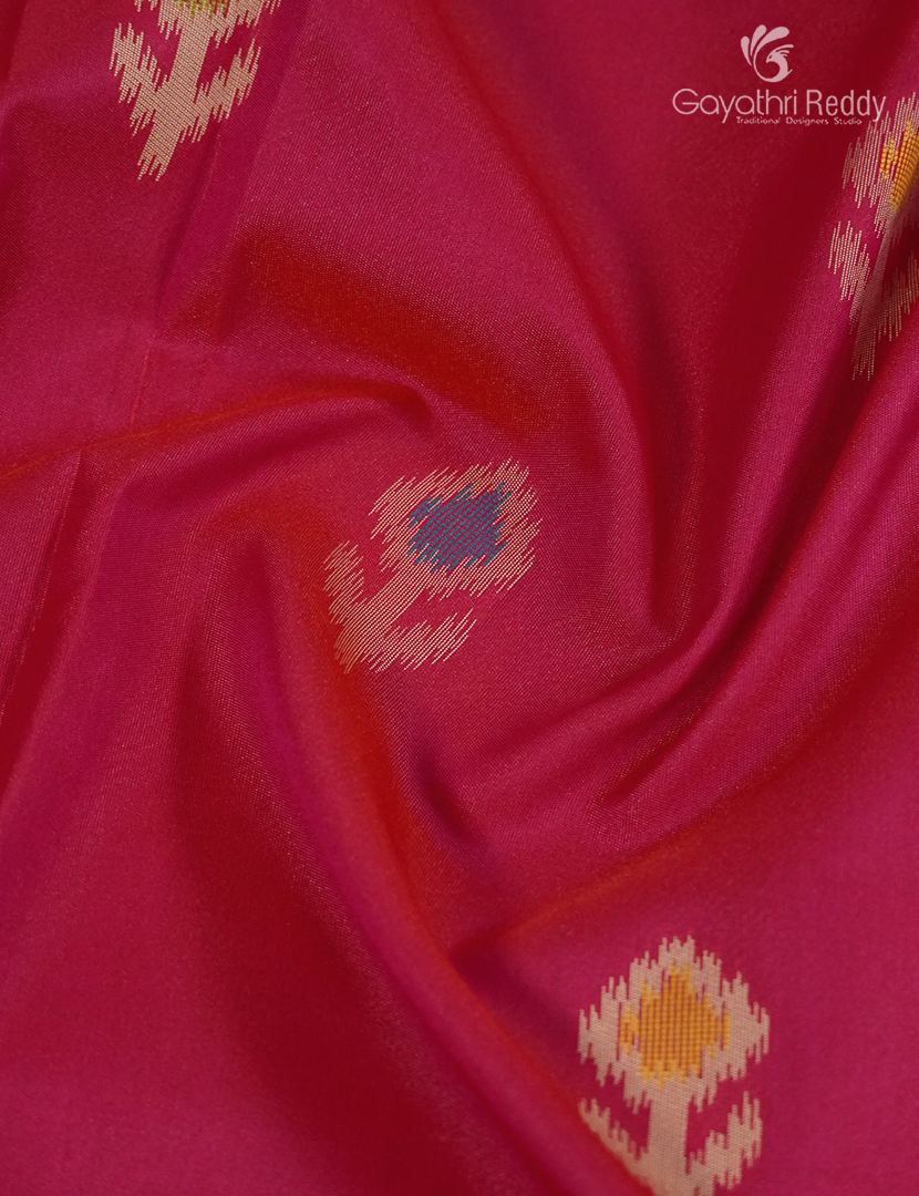 Semi Kanchipuran Silk Saree in Deep Pink and  Rama Blue