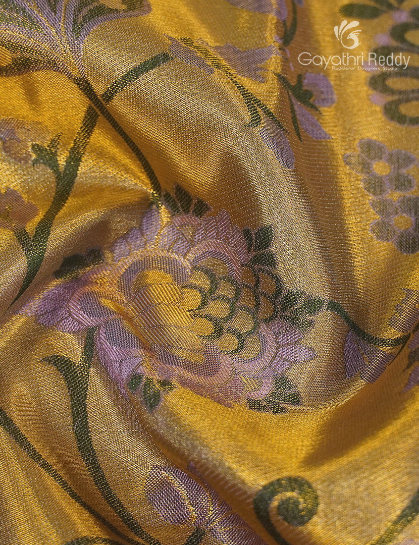 Pure Kanchipuram Silk Bridal Saree in Antique Gold and Powder Pink
