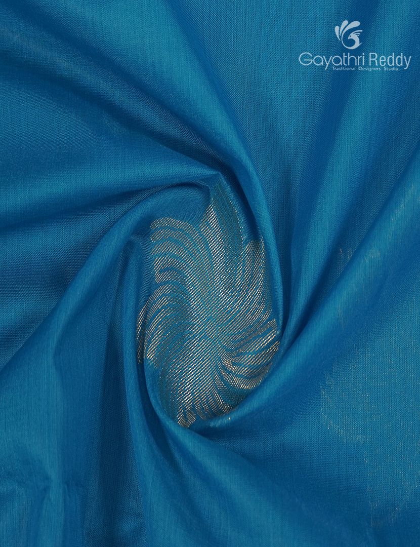 Kanchipuram Sico Saree in Blue and Yellow
