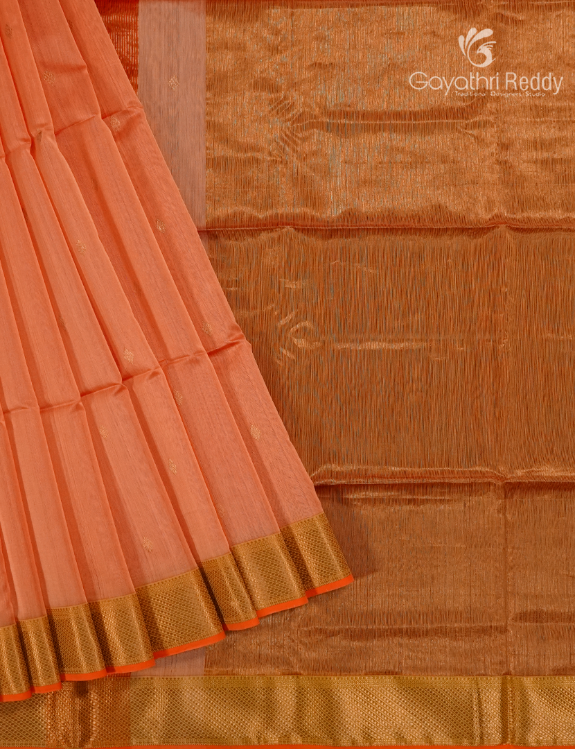 Pure Chanderi Sico Saree in Orange