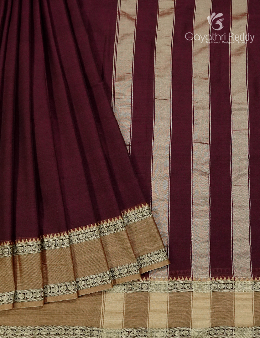 Pure Narayanpet Cotton Saree in Deep Maroon