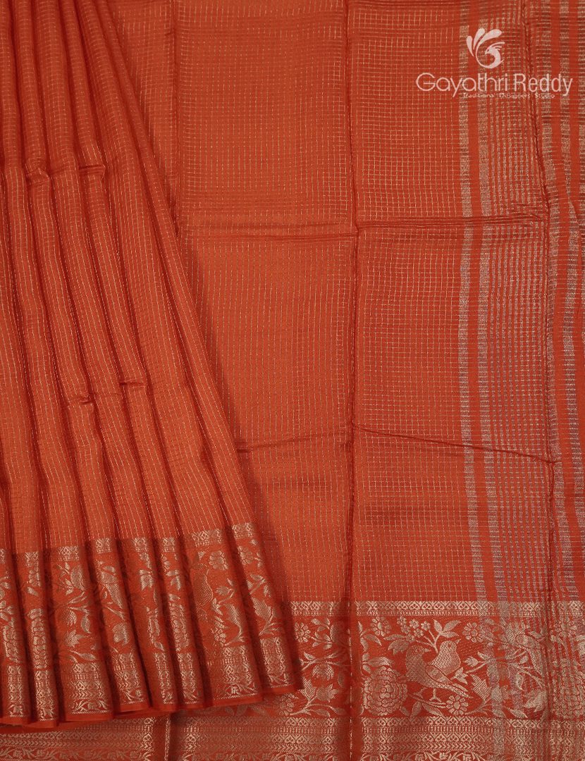 Semi Mysore Crepe Saree in Orange
