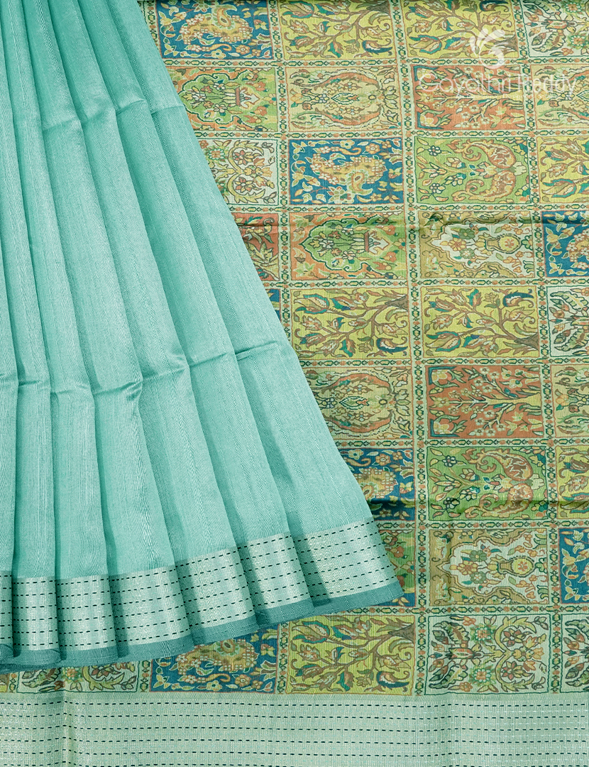 Semi Tussar Saree in Sea Green